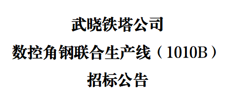 武曉鐵塔公司數(shù)控角鋼聯(lián)合生產(chǎn)線（1010B）招標